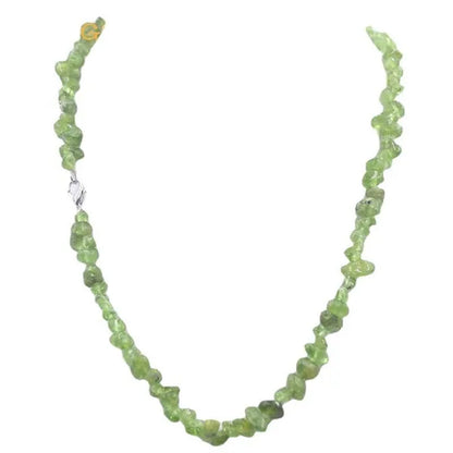 Genuine Green Peridot Natural Gemstone Chips Women Elegant Jewelry Necklace 18"