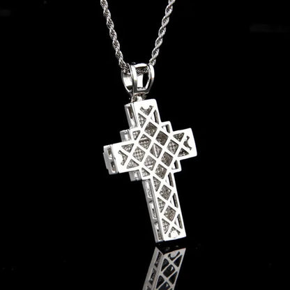 Fashion Necklace Men Women Cross Pendant Necklace Gold/Silver Stainless Steel Diamond Necklace Pendant