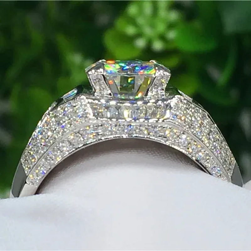 Fashion Men's Accessories Gold Plated Silver Color Cubic Zirconia Rings Mens Zircon Ring Engagement Wedding Band Ring Fashion Jewelry Size 6-13