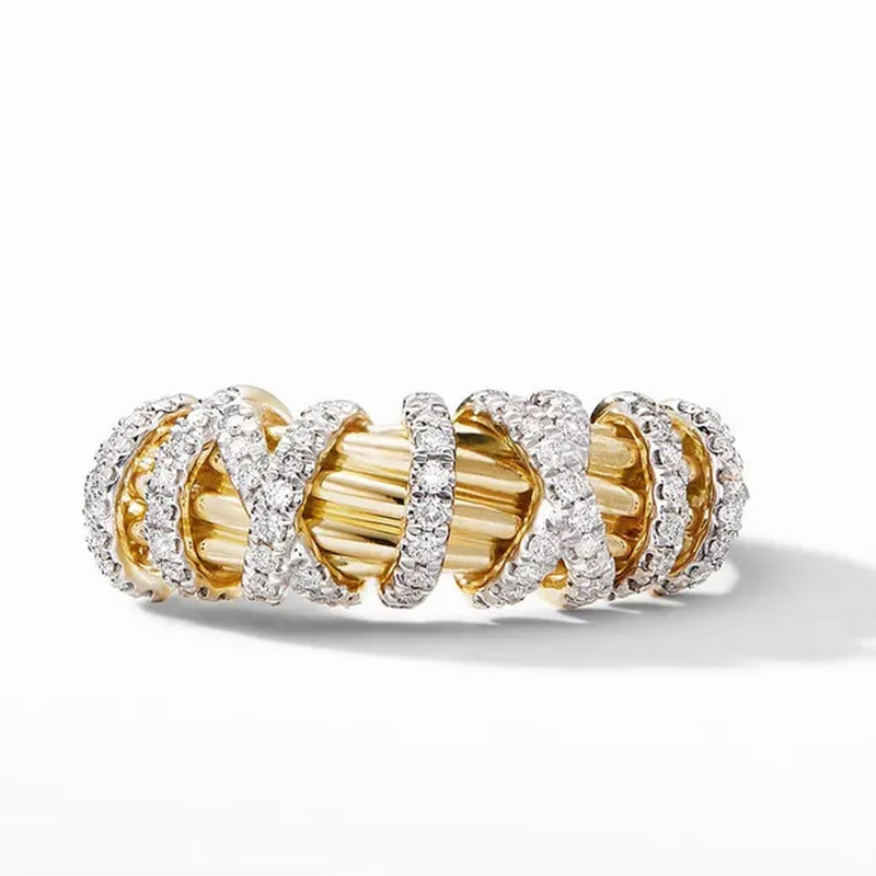 Exquisite niche charming Tree Vine Twist zirconia stong Ring Princess Romantic Gift Ring Wedding Banquet Anniversary Jewelry Gift Size 5-11