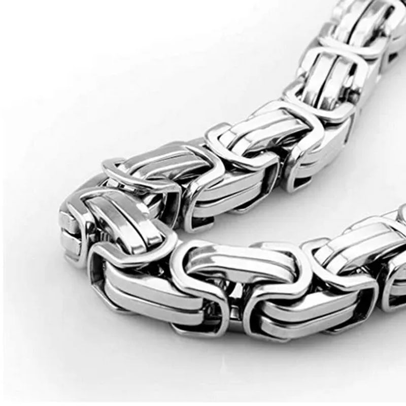 Men Jewelry Silver Stainless Steel Strong Byzantine Chain Curb Cuban Bracelet or Necklace 7inch-40inch