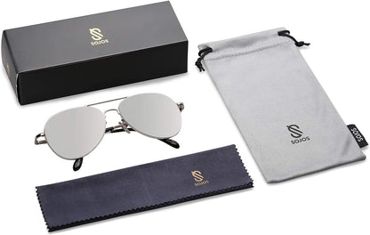 Classic Aviator Sunglasses for Women Men Metal Spring Hinges SJ1030