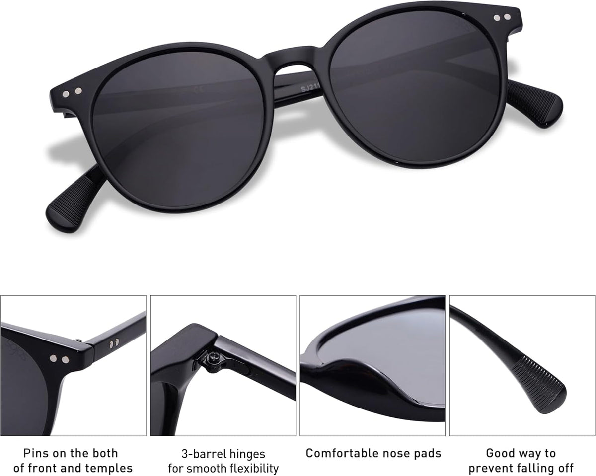 Small round Classic Polarized Sunglasses for Women Men Vintage Style UV400 Lens SJ2113