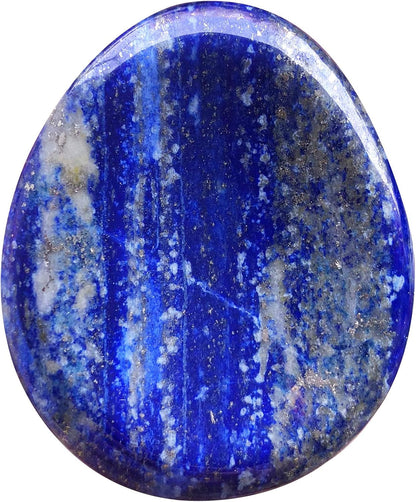 Natural Lapis Lazuli Crystal Thumb Worry Stone, Hand Carved Healing Crystal Teardrop Pocket Stones for Anxiety Stress Relief Meditation