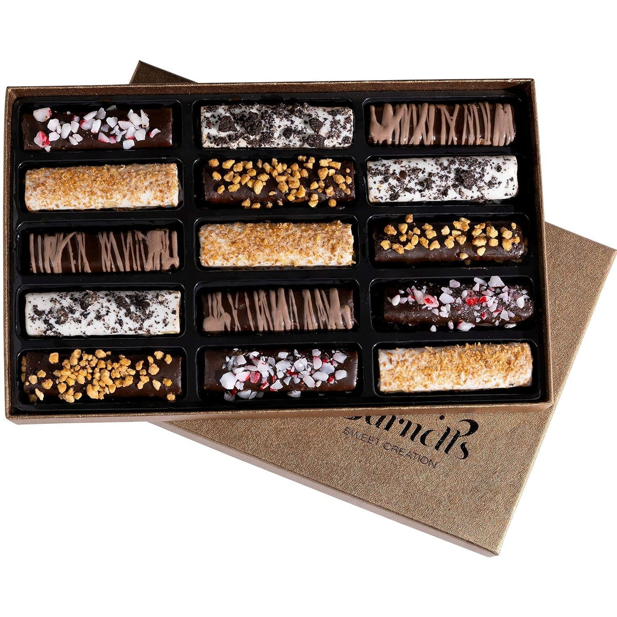15 Crepe Valentines Cookies Gift Box, Gourmet Chocolate Covered Cookies Gift Basket, Sweet Treats for Food Delivery, Gift Ideas for Men, Women, Grandma, Grandpa