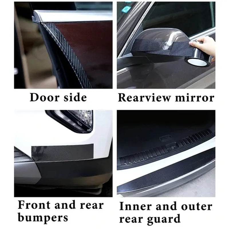 3M/10M 3D Carbon Fiber Car Sticker DIY Paste Protector Strip Car Door Sill Side Mirror Anti Scratch Tape Waterproof Protect Film