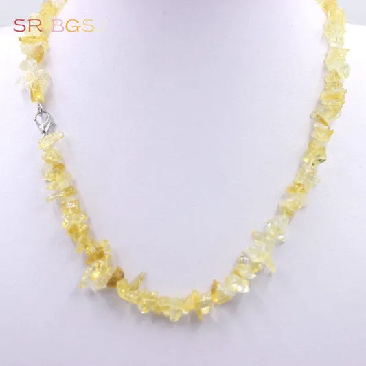 Citrine Yellow Quartz Genuine Gemstone Chips Beads Fashion Women Jewelry Necklace 18"