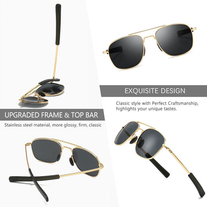Men'S Military Style Polarized Pilot Aviator Sunglasses Bayonet Temples
