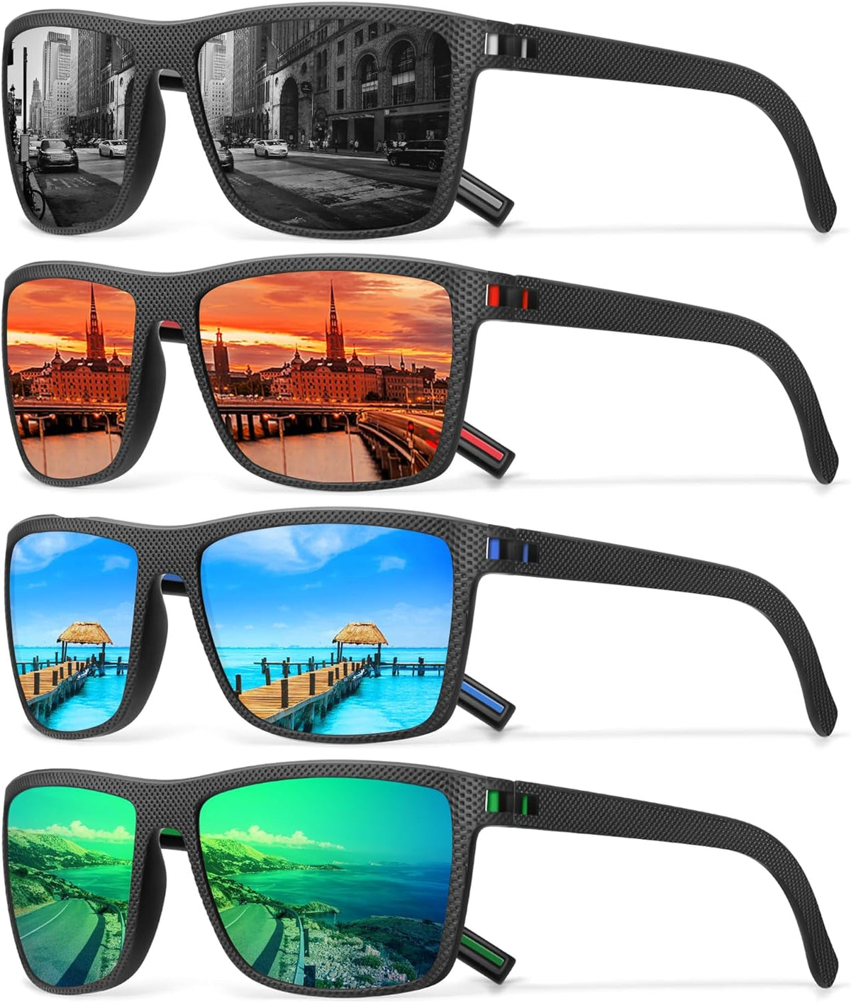 Square Polarized Sunglasses for Men Vintage Style Driving Travel Sun Glasses Lightweight Frame UV Protection Goggles
