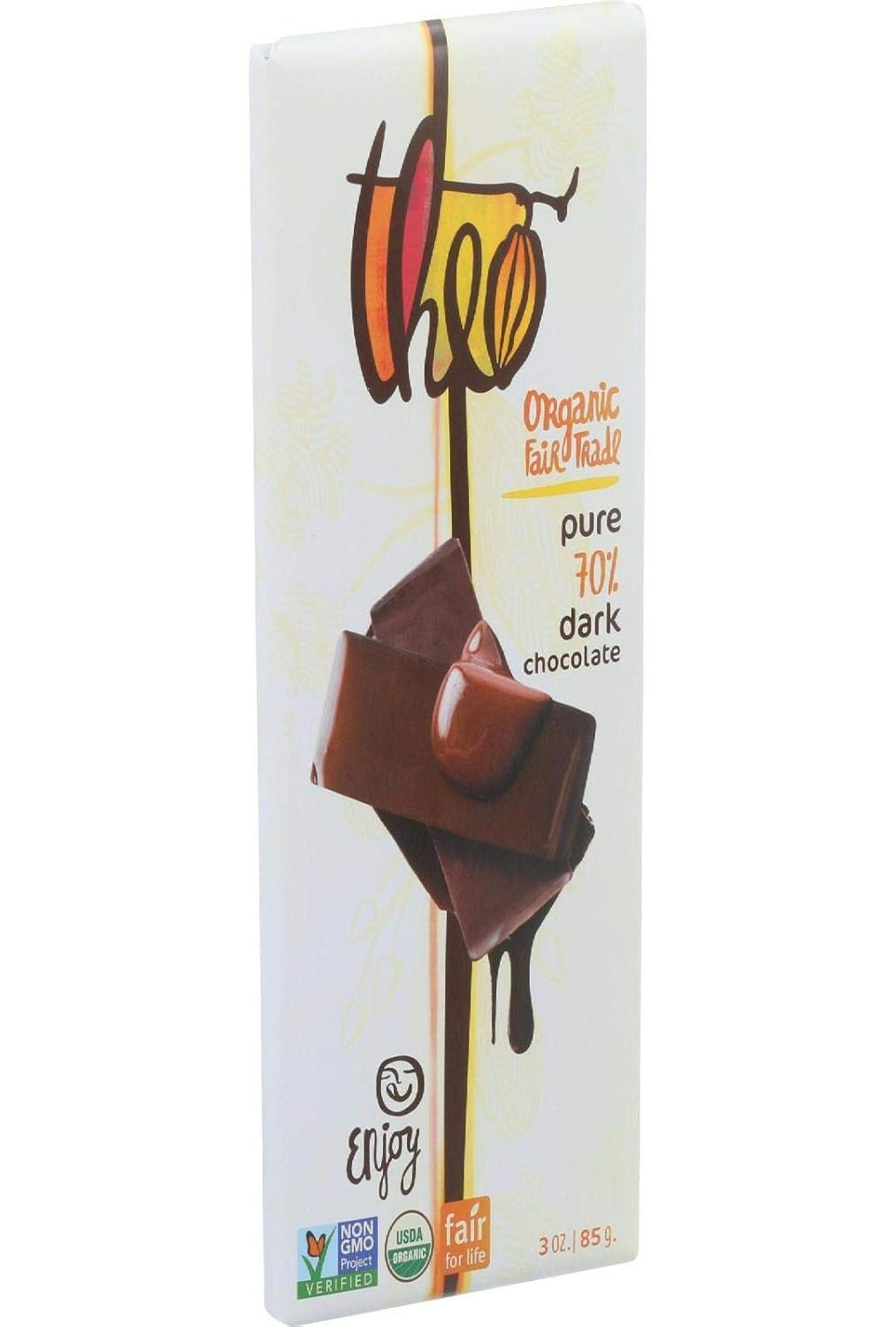 Pure Organic Dark Chocolate Bar, 70% Cacao, 1 Bar | Vegan, Fair Trade
