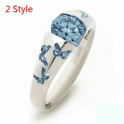 Latest Creative Lady Fashion Fresh Butterfly Ring  Elegant Temptation Princess Engagement Wedding Ring Anniversary Gift Birthday Party Jewelry Size US5-11 (6 colors)