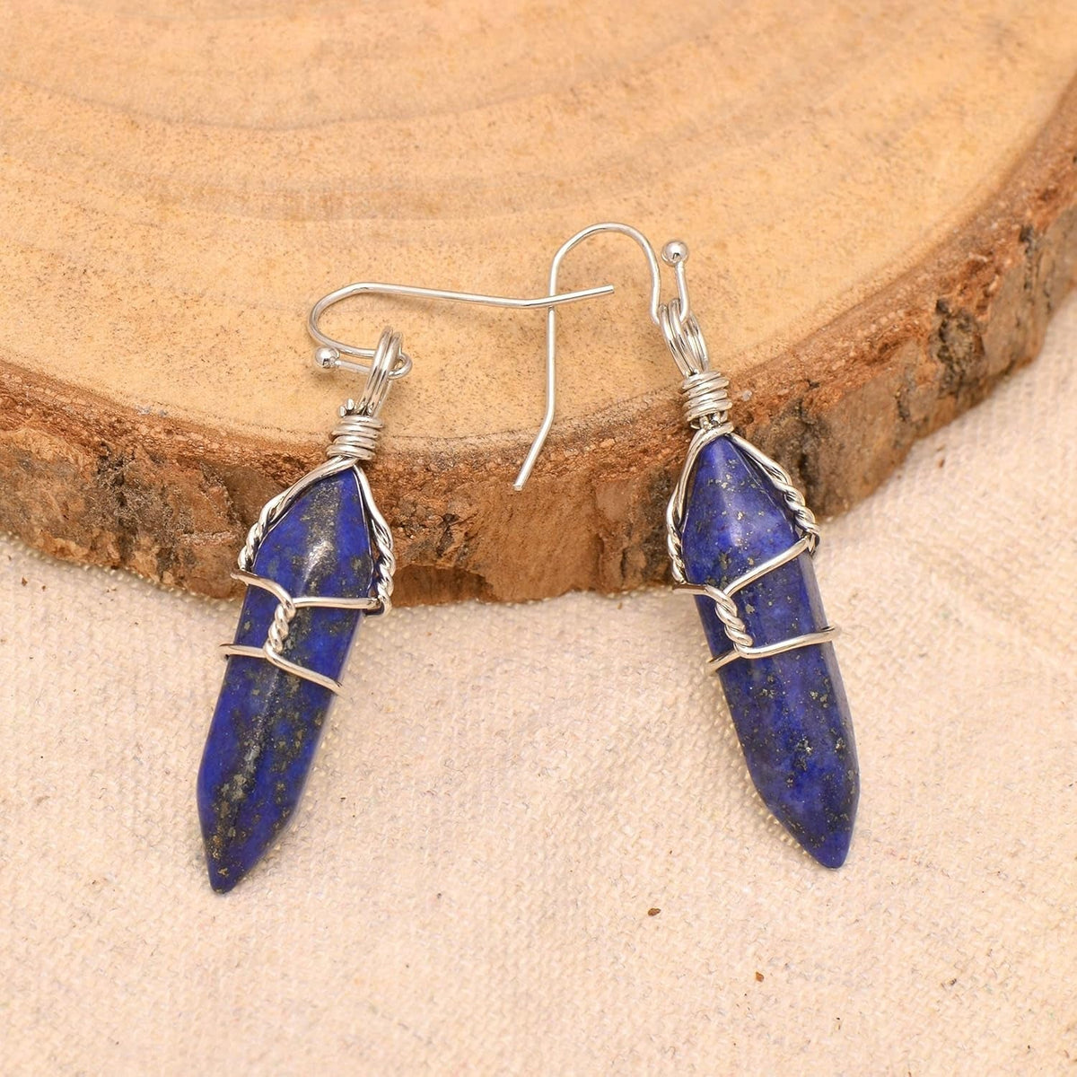 Hand Wired Healing Crystal Point Chakra Dangling Earrings for Women