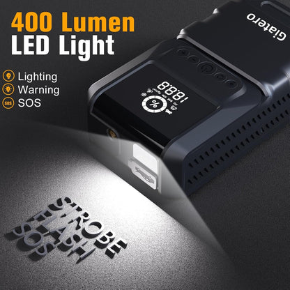 Q13 4000A Portable Car Jump Starter with Air Compressor 150PSI, Jump Start Battery Pack(10.0L Gas/8.0L Diesel), 12V Jump Box with 3 Modes Flashlight & Jumper Cable, LCD Display Power Bank