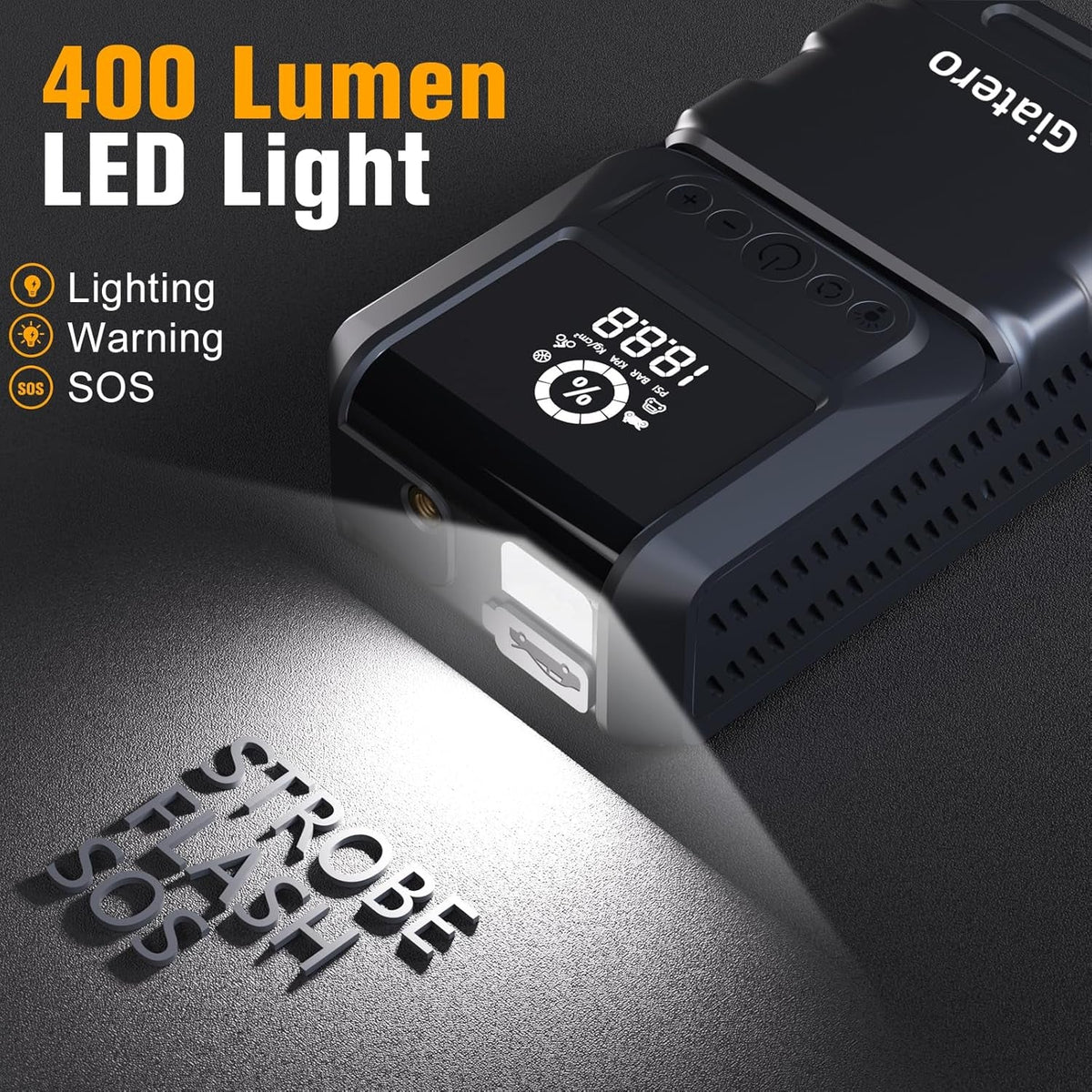 Q13 4000A Portable Car Jump Starter with Air Compressor 150PSI, Jump Start Battery Pack(10.0L Gas/8.0L Diesel), 12V Jump Box with 3 Modes Flashlight & Jumper Cable, LCD Display Power Bank