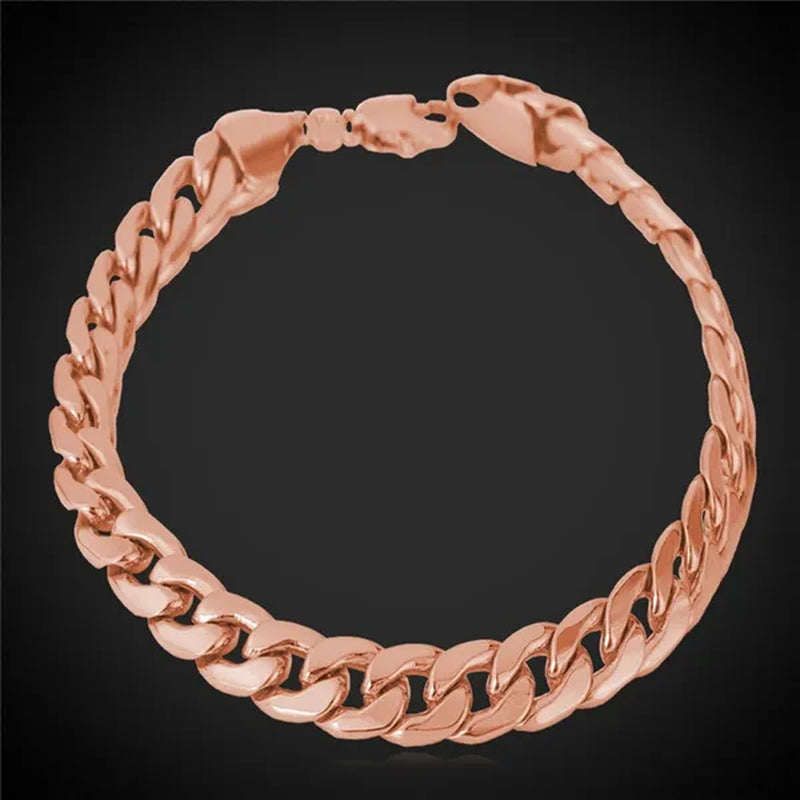 Men Cuban Link Bracelet 18K Stamp Platinum/Rose Gold/Yellow Gold Plated Curb Chain Bracelets