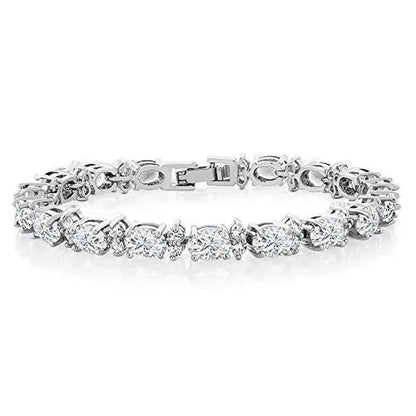 Gem Stone King 925 Sterling Silver Gorgeous Oval and Round Sparkling Cubic Zirconia CZ Tennis Bracelet Jewelry Gift