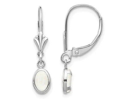 Opal Drop Dangle Earrings 3/5 Carat (ctw) in 14K White Gold