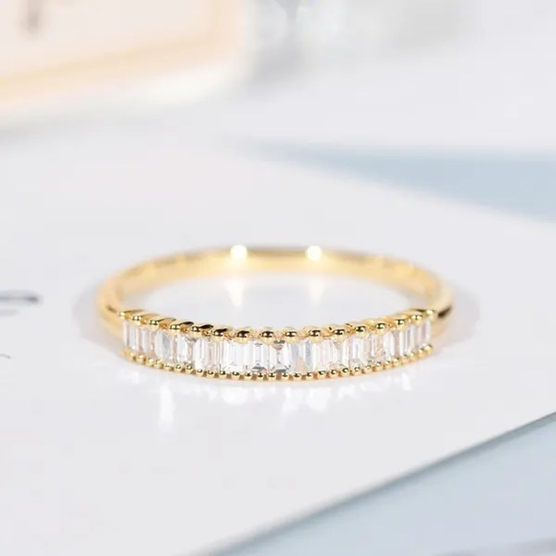 Women Fashion Dainty 18k gold plated Cube Diamond Rings Wedding Engagement Party Rings