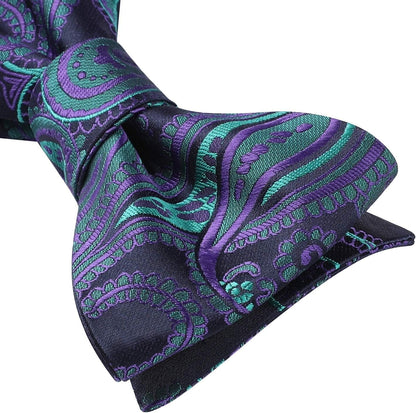 Bow Ties for Men Floral Bowties Mens Self Tie Bow Tie Handkerchief Jacquard Woven Bowtie Pocket Square Set