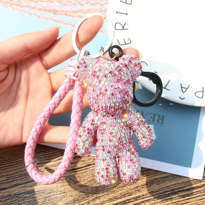 Shiny Full Diamond Diamond Bear, Bear Doll Car Keychain Cute Bear Bag Pendant