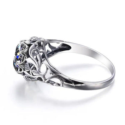 2017 Romantic Antique Female Ring 2ct AAAAA White Created Zircon 925 Sterling Silver Engagement Wedding Band Ring For Women