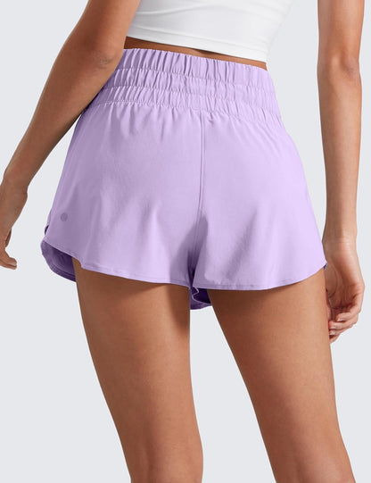 Athletic Shorts for Women High Waisted Flowy Ruffle Skirt Overlay for Workout Running Tennis with Zip Pocket