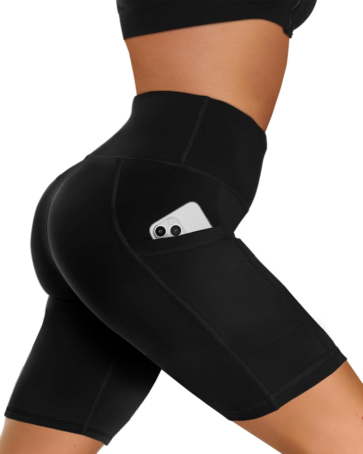Biker Shorts Women with Pockets - 3"/5"/8" High Waisted Soft Tummy Control Workout Shorts for Yoga Athletic Gym