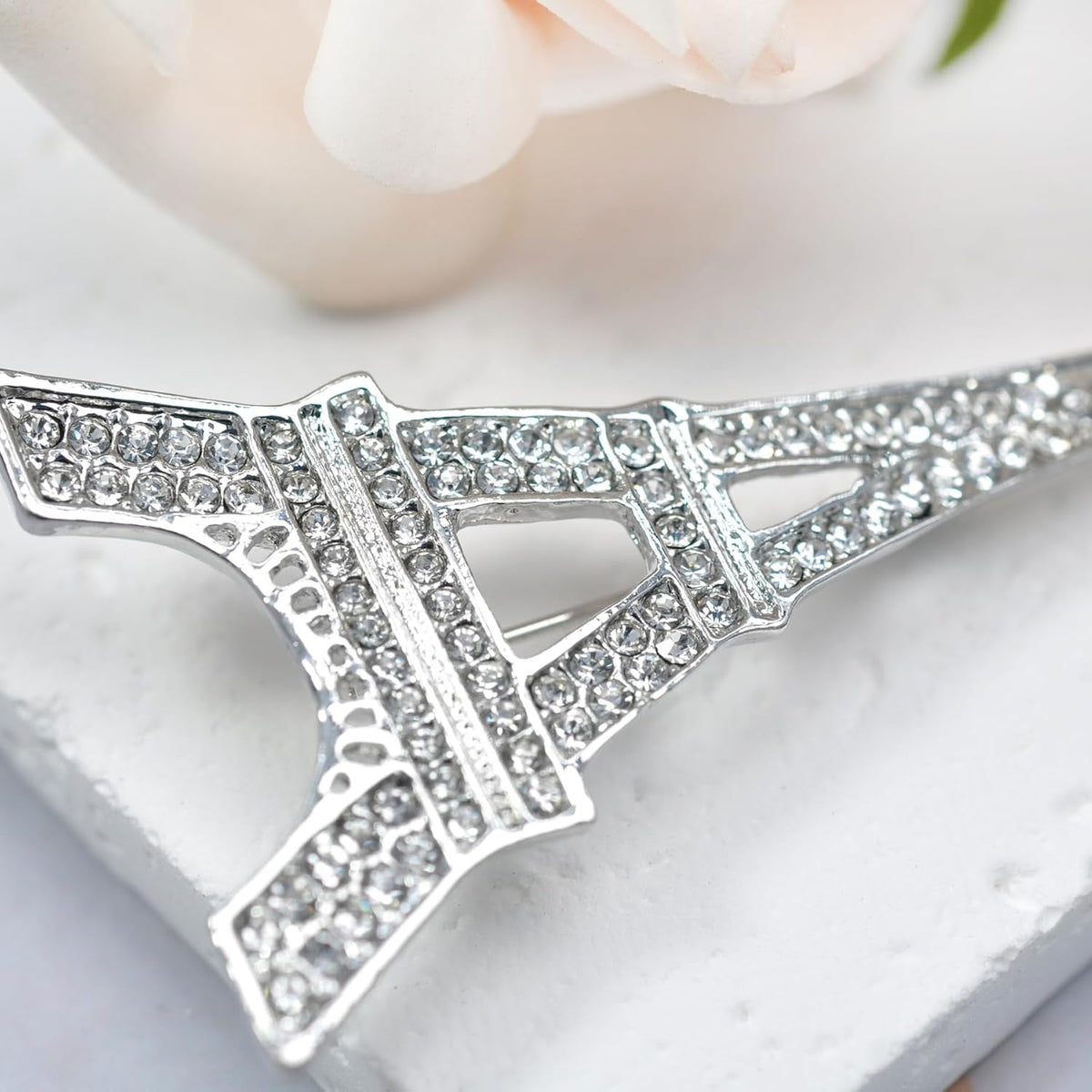 Clear Crystal Rhinestones Eiffel Tower Fashion Brooch Pin