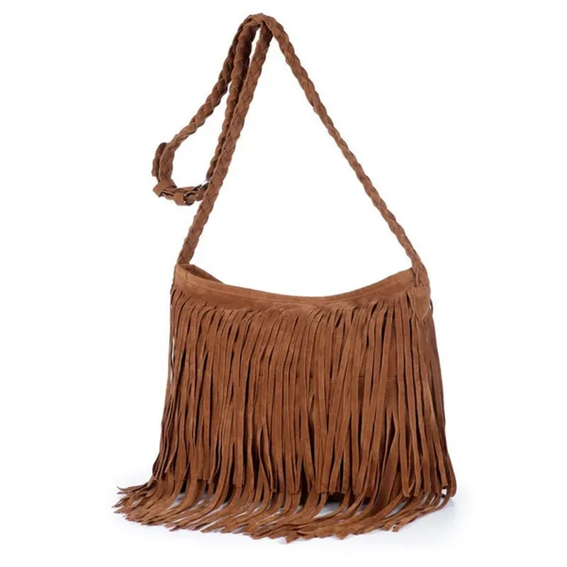 Womens Fashion Faux Suede Fringe Tassel Shoulder Bag Beach Handbags Messenger Bag（6 Colors）