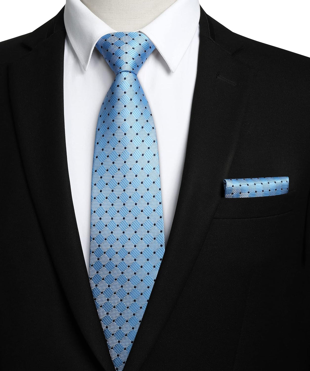 Mens Ties Plaid Tie and Pocket Square Set Classic Woven Formal Checkered Neckties & Handkerchief Wedding Party