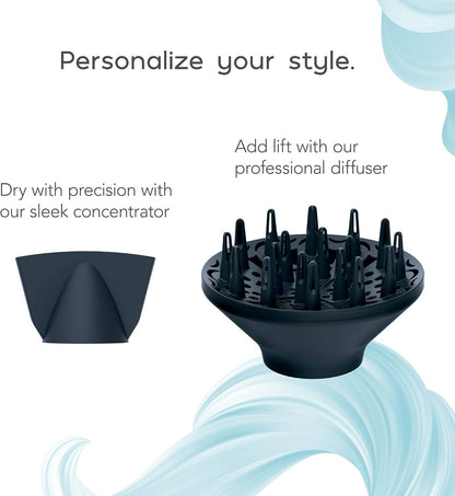 INFINITIPRO by  Smoothwrap Hair Dryer with Diffuser | Blow Dryer for Less Frizz, More Volume and Body | with Advanced Plasma and Ceramic Technology | Mint