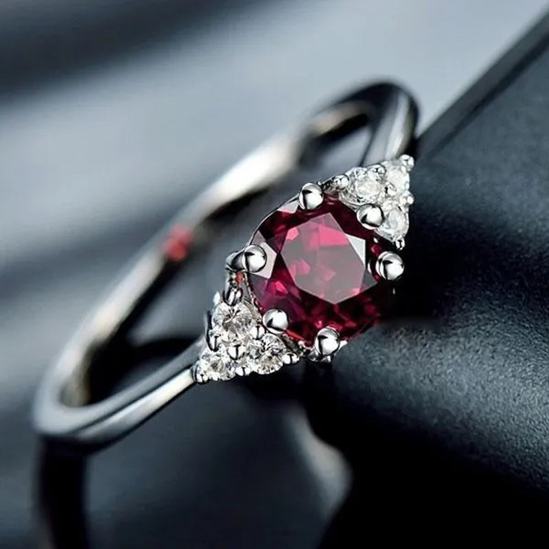 Red Ruby Jewelry Palace Natural Garnet Halo Engagement Ring  Sterling Sliver Jewelry For Women
