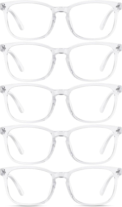Blue Light Blocking Glasses, Computer Reading/Gaming/TV/Phones Glasses for Men Women,Anti Eyestrain UV Glare (5 Pair)
