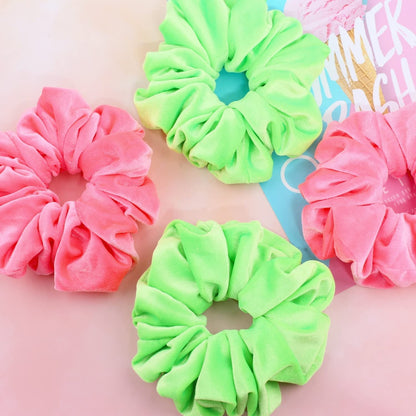 Extra Large Neon Scrunchies for Hair 80S, Premium Velvet Soft Jumbo Scrunchy, XL 6 Inch Big Elastic Band Women and Girls Hair Accessories, 4 Pack, Neon