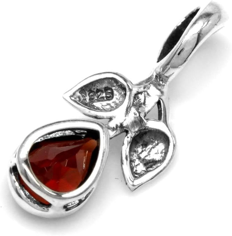 Pear Shape Gemstone 925 Sterling Silver Twin Leaf Vintage Inspired Drop Dangle Leverback Earrings or Pendant with 18 Inch Chain Necklace
