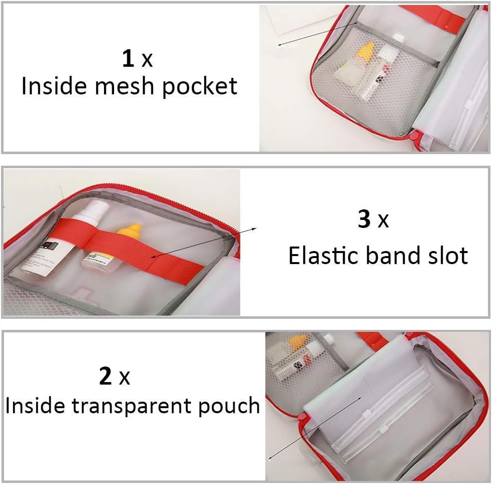 Red First Aid Bag Empty, First Aid Kit Empty Small Mini First Aid Kits Emergency Hiking Backpacking Camping Travel