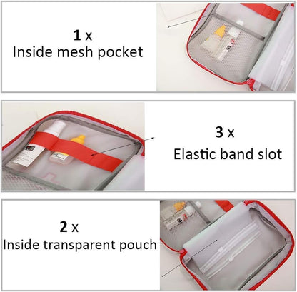 Red First Aid Bag Empty, First Aid Kit Empty Small Mini First Aid Kits Emergency Hiking Backpacking Camping Travel
