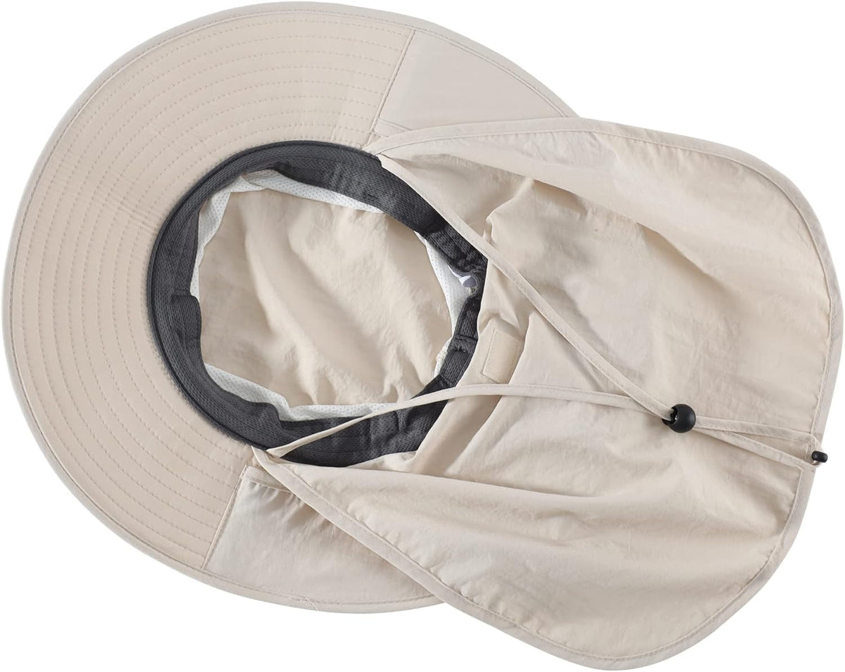 Outdoor UPF50+ Mesh Sun Hat Wide Brim Fishing Hat with Neck Flap Sun Hat for Men Women