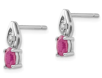 7/10 Carat (ctw) Ruby Earrings in 14K White Gold