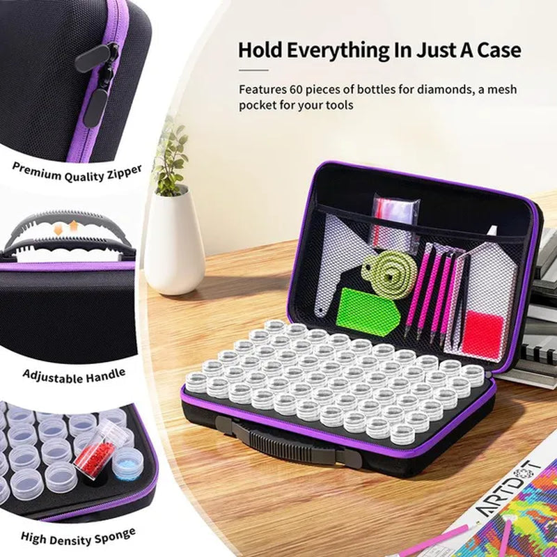 ARTDOT Diamond Painting Storage Containers, 30/60 Slots Diamond Painting Accessories Shockproof Jars for Jewelry Beads Rings Charms Glitter Rhinestones