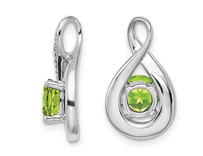 4/5 Carat (Ctw) Natural Green Peridot Drop Pendant Necklace in 14K White Gold with Chain