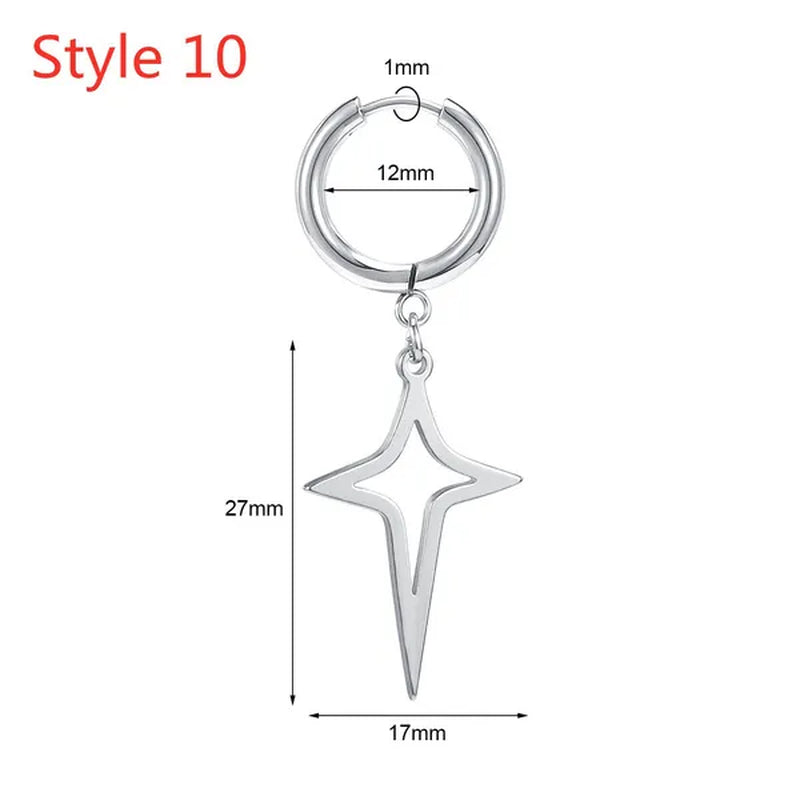 1 Pair Stainless Steel Huggie Hinged Hoop Earrings Hoop Dangle Earrings for Women Men Silver Black