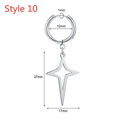 1 Pair Stainless Steel Huggie Hinged Hoop Earrings Hoop Dangle Earrings for Women Men Silver Black