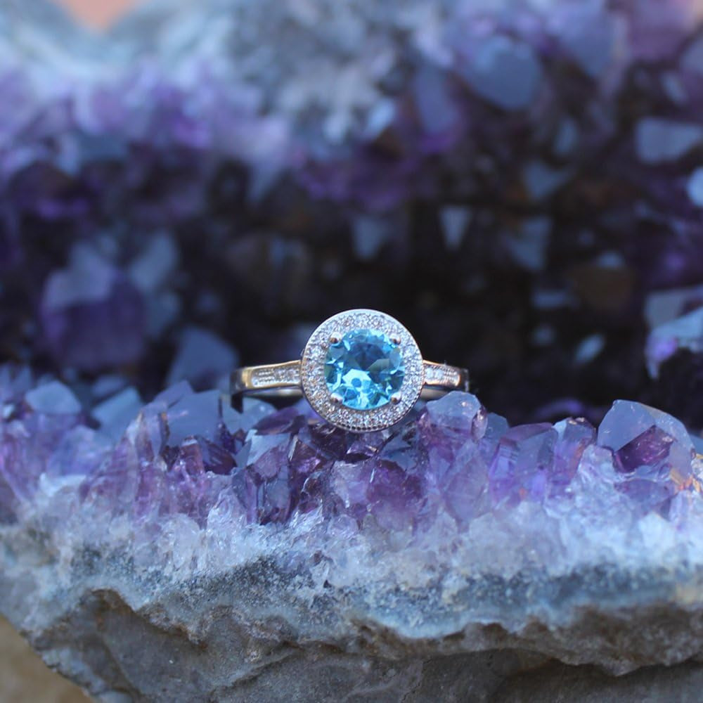 1.25Ct Halo Set Solitaire Cubic Zirconia & Simulated Gemstone Promise Engagement Ring .925 Sterling Silver Ring Sizes 3-12 Colors