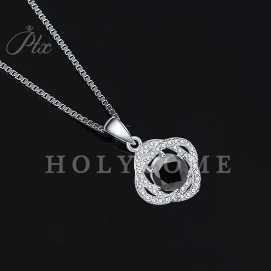 HOLYCOME Real Moissanite Diamond Necklace for Women Girls 925 Sterling Silver Mini Moissanite Rose Flower Pendant Necklace Fine Jewelry