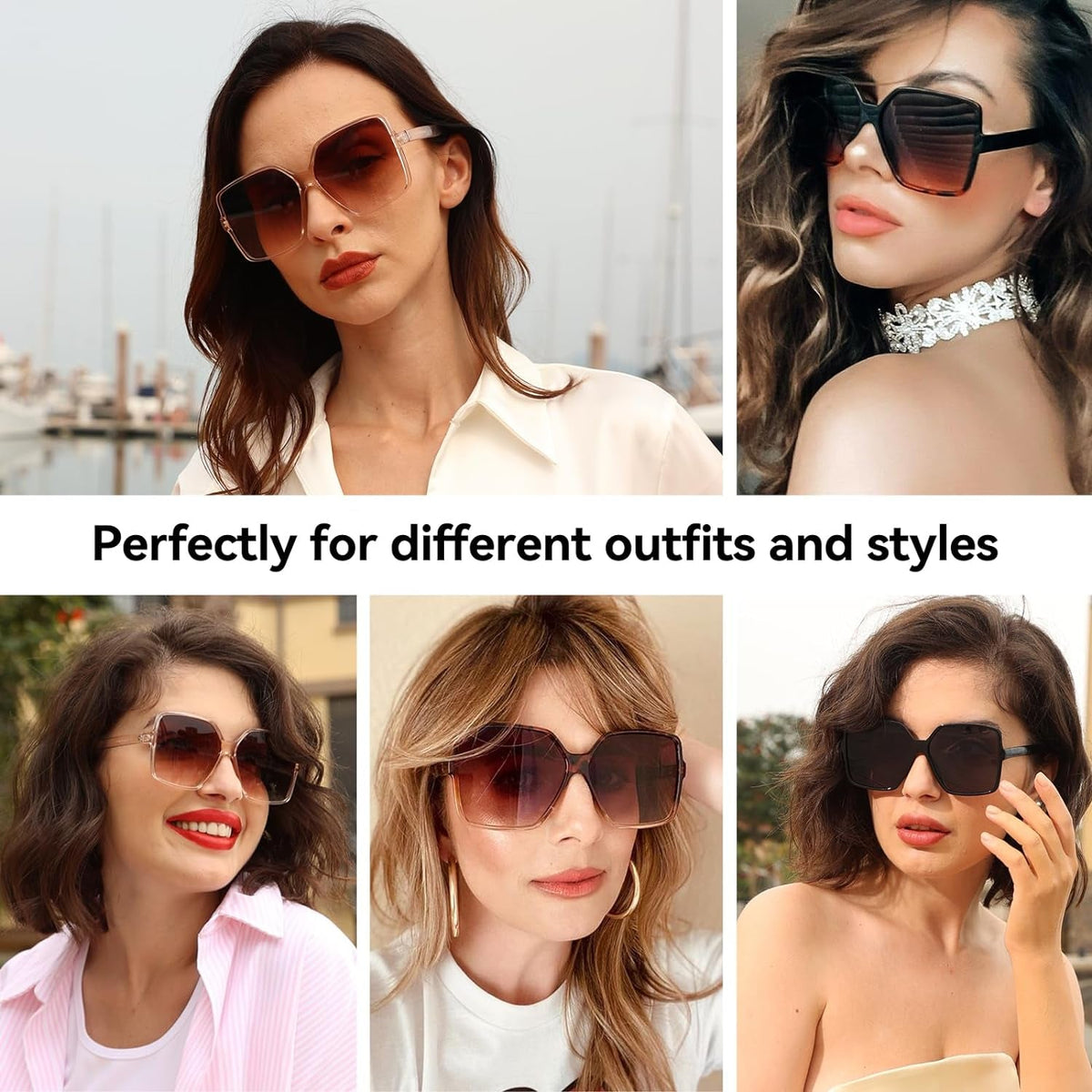 Oversized Square Sunglasses for Women Big Large Wide Fashion Shades for Men 100% UV Protection Unisex