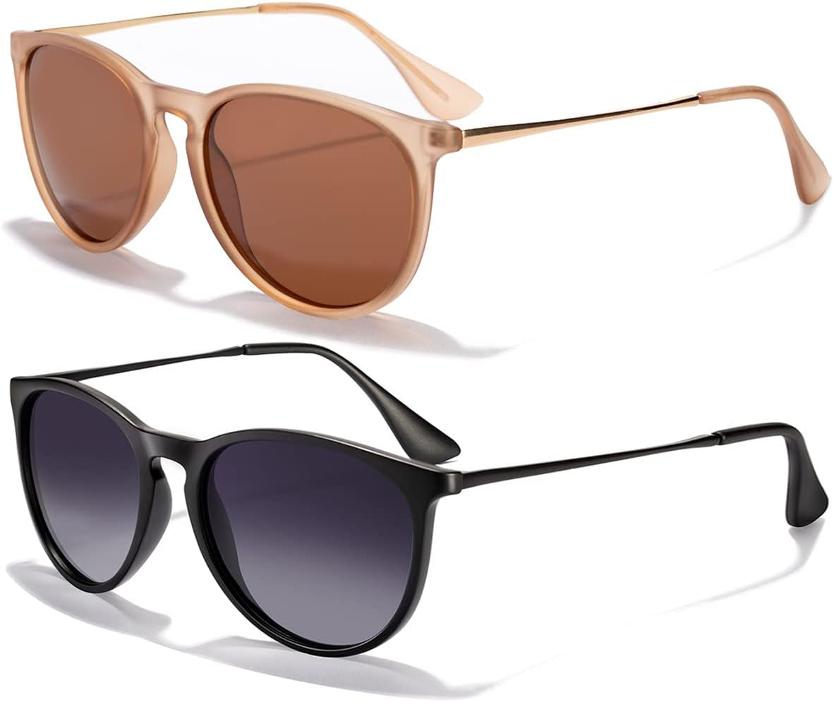 Sunglasses Womens Men Polarized UV Protection Trendy Vintage Retro Round Mirrored Lens Sunglasses For Women