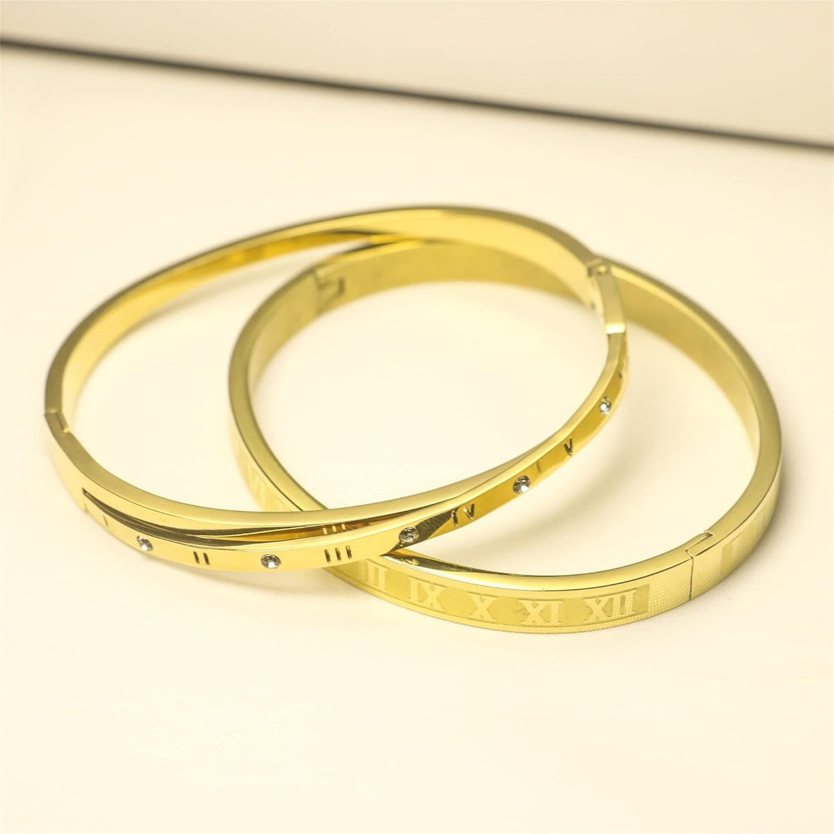 Roman Numeral Series Glossy Roman Numeral Bracelet, Fashion Bracelet for Men and Women, Gold, Silver, Rose Gold, Three-Color Stainless Steel Bracelet