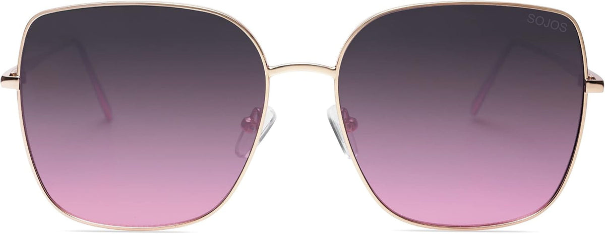 Trendy Oversized Square Metal Frame Sunglasses for Women Men Retro Big Flat Lens UV Protection Sunglasses SJ1146