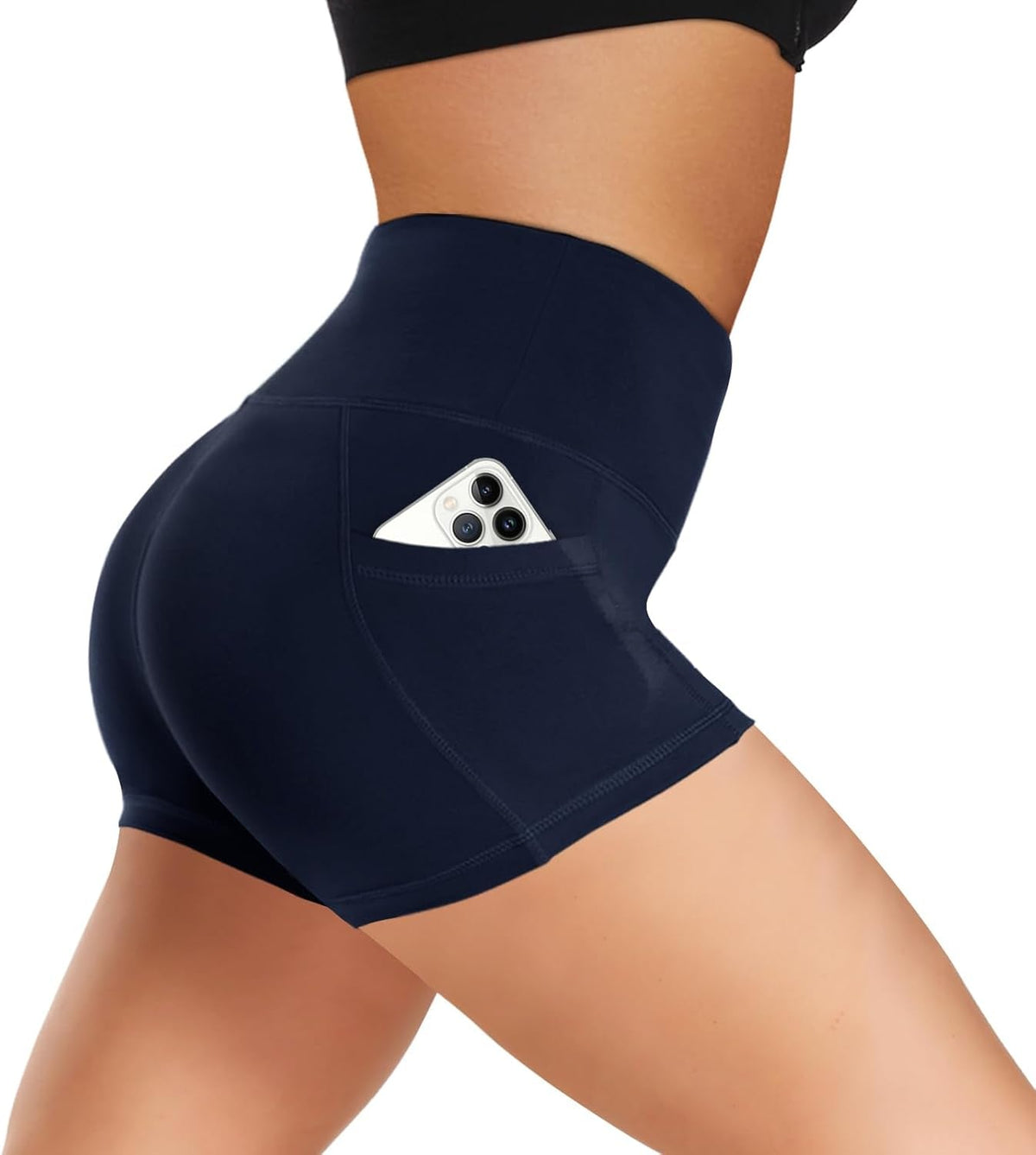 Biker Shorts Women with Pockets - 3"/5"/8" High Waisted Soft Tummy Control Workout Shorts for Yoga Athletic Gym